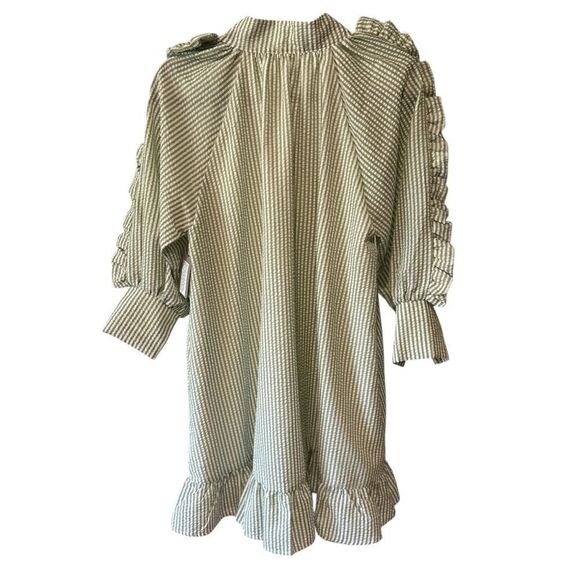 Revolve Karlie Green Mint Seersucker Stripe Ruffle Boho Dress - Picture 8 of 11